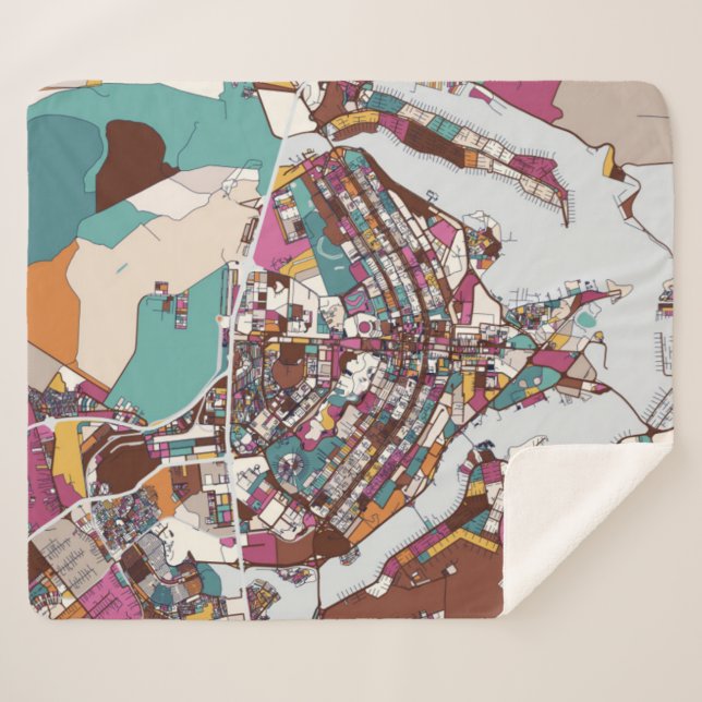 Colourful Brasilia Map Sherpa Blanket (Front (Horizontal))
