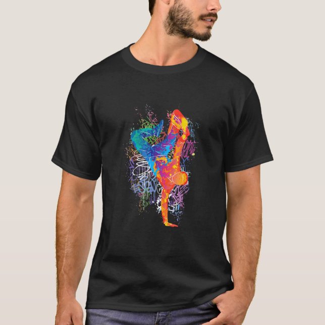 Colourful Breakdance Hip Hop B Boying Breakdancing T-Shirt (Front)