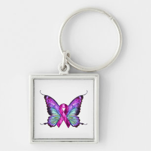 Colourful Breast Cancer Awareness Butterfly Key Ring
