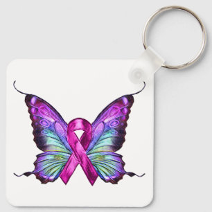 Colourful Breast Cancer Awareness Butterfly Key Ring