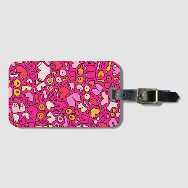 colourful breast pattern stone coaster luggage tag (Front Horizontal)
