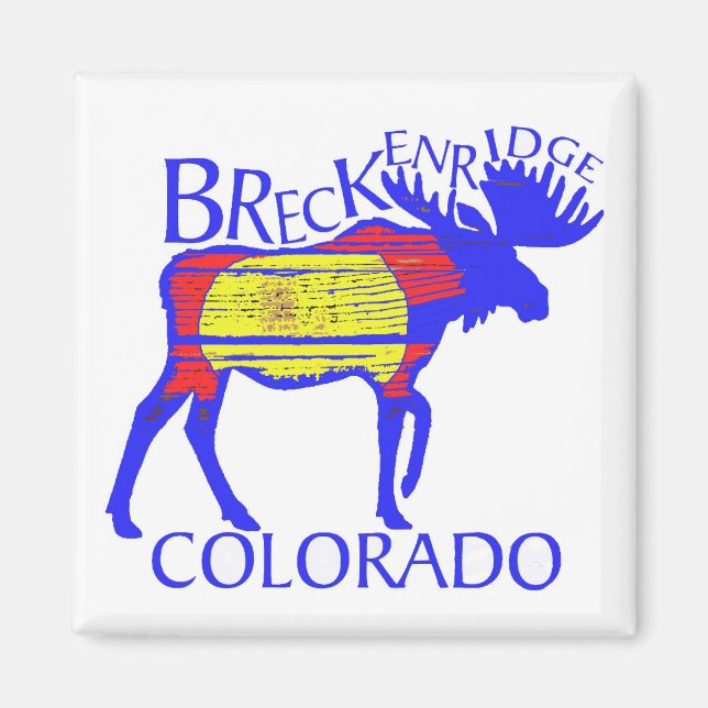 Colourful Breckenridge Colorado moose magnet (Front)