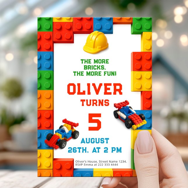 Colourful Brick Building Birthday Invitation (Creator Uploaded)