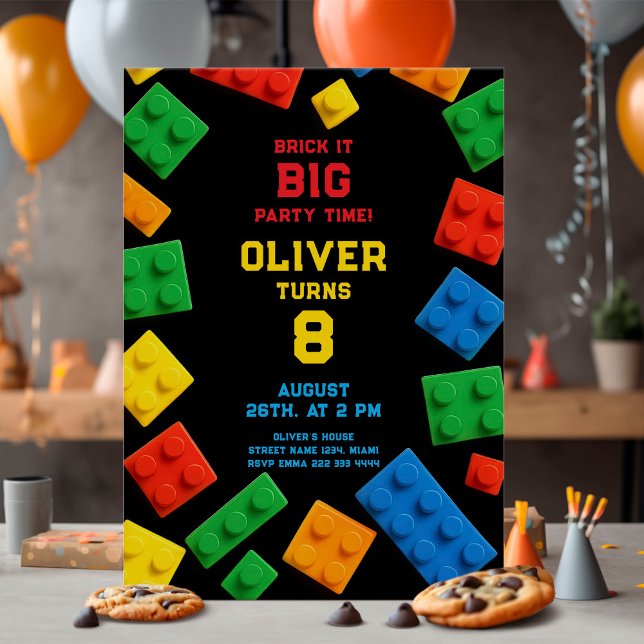 Colourful Brick Kids Party Birthday Invitation (Creator Uploaded)