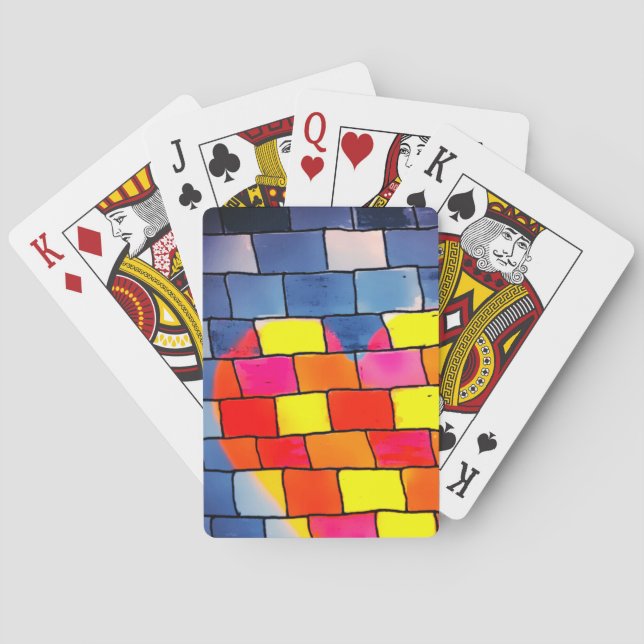 Colourful Brick Pattern Striking Abstract Design Playing Cards (Back)