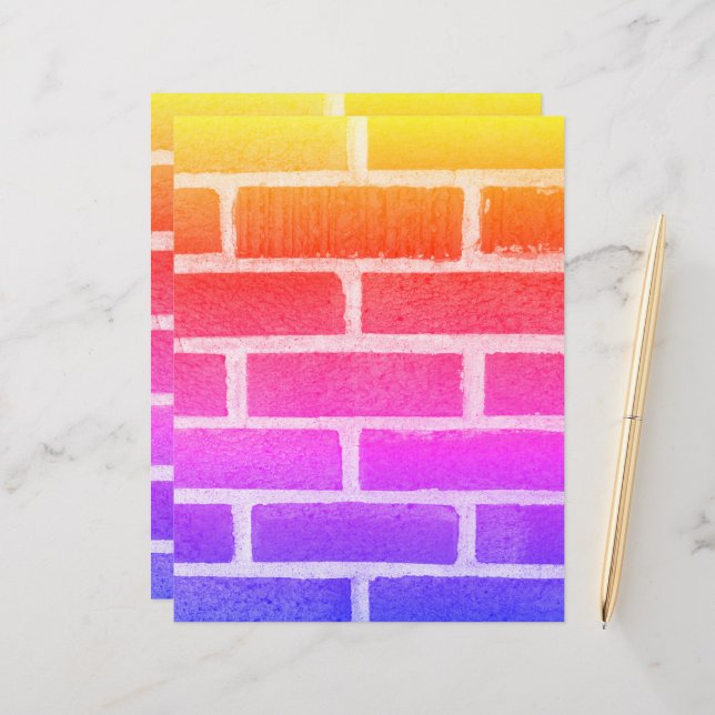 Colourful Brick Wall Photography Scrapbook Paper (Front/Back In Situ)