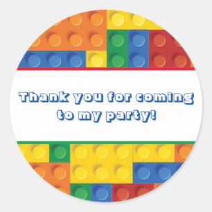 Colourful Bricks Building Blocks Birthday Favour Classic Round Sticker