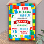 Colourful Bricks Building Blocks Birthday Party Invitation<br><div class="desc">Amaze your guests with this colourful birthday party invitation featuring cute little building blocks and vibrant typography. Simply add your event details on this easy-to-use template to make it a one-of-a-kind invitation.</div>