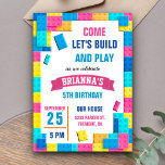 Colourful Bricks Building Blocks Birthday Party Invitation<br><div class="desc">Amaze your guests with this colourful birthday party invitation featuring cute little building blocks and vibrant typography. Simply add your event details on this easy-to-use template to make it a one-of-a-kind invitation.</div>