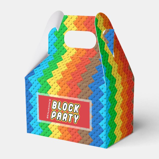 Colourful Bricks Building Blocks Toy Birthday Part Favour Box (Front Side)