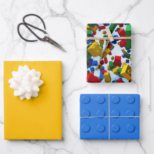 Colourful Bricks Building Blocks Wrapping Paper Sheet