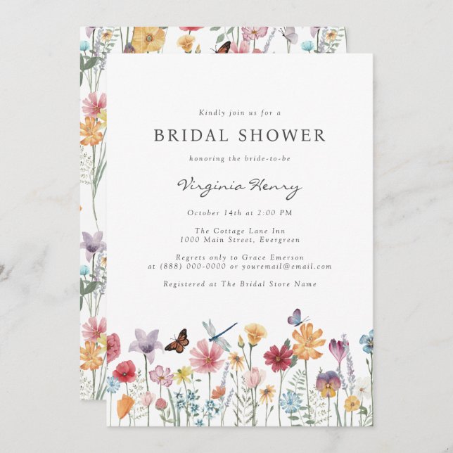 Colourful Bridal Shower Invitation (Front/Back)