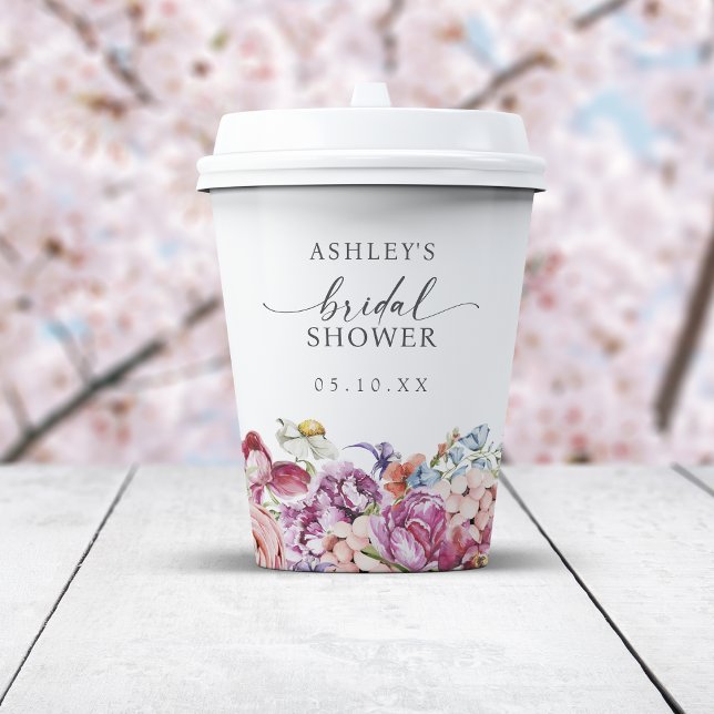 Colourful Bridal Shower Paper Cups (Colorful Jewel Tone Wildflowers Bridal Shower Paper Cups by Painted Paperie
)