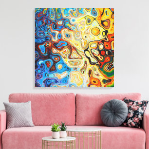 Colourful Bright Abstract Swirls on Canvas Print
