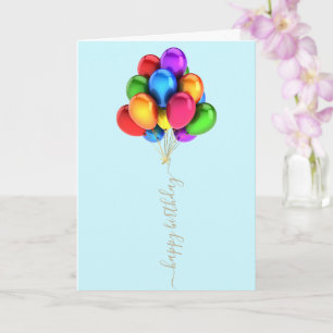 Colourful Bright Balloons Happy Birthday Script Card