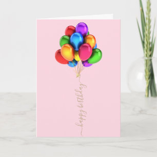 Colourful Bright Balloons Happy Birthday Script Card