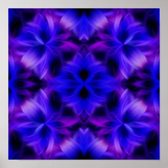 Colourful Bright Blue Purple Swirls Abstract  Poster (Front)