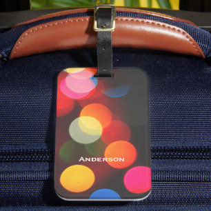 Colourful Bright Bokeh Lights Luggage Tag