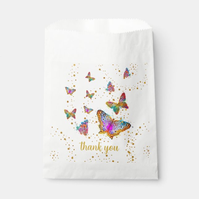 Colourful Bright Butterfly Birthday Party  Favour Bags (Front)