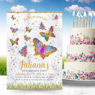 Colourful Bright Butterfly Birthday Party  Invitation