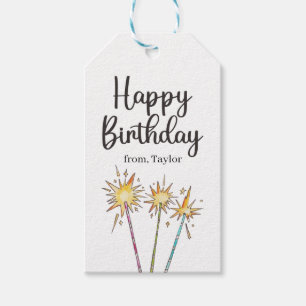 Colourful Bright Candles Sparkles Happy Birthday Gift Tags