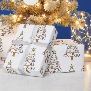 Colourful Bright Christmas Tree Wrapping Paper 
