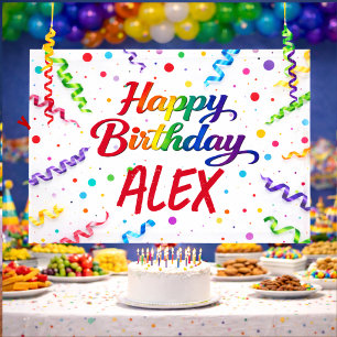 Colourful bright confetti Happy Birthday Poster Banner