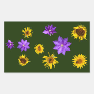 Colourful Bright Cut Out Flowers Rectangular Sticker