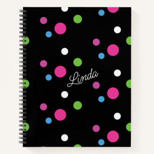 Colourful Bright Dots Name Journal Notebook