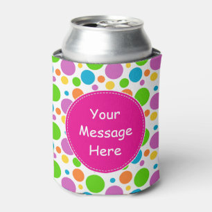 Colourful Bright Dots Pattern Pink Custom Can Cooler