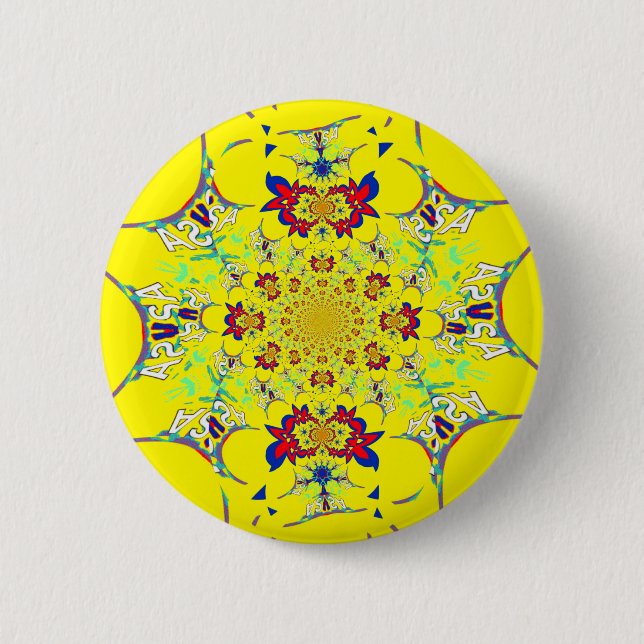 Colourful Bright Floral Damask Design Art Print 6 Cm Round Badge (Front)