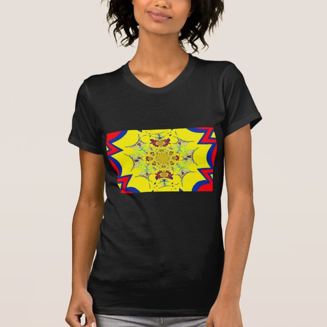 Colourful Bright Floral Damask Design Art Print T-Shirt (Front)