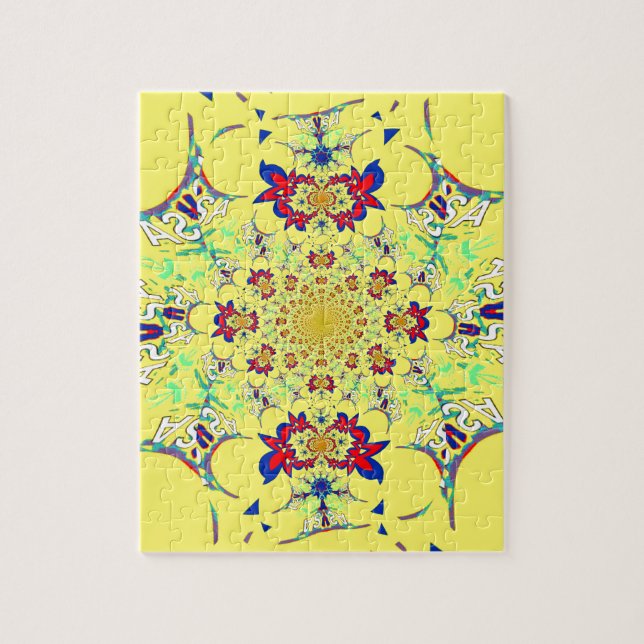 Colourful Bright floral damask design Jigsaw Puzzle (Vertical)