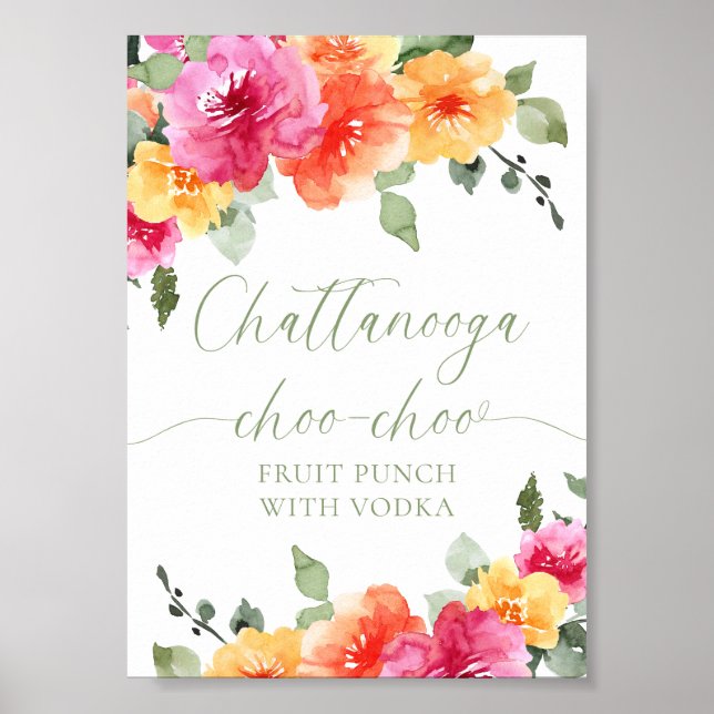 Colourful bright floral fruit punch poster (Front)