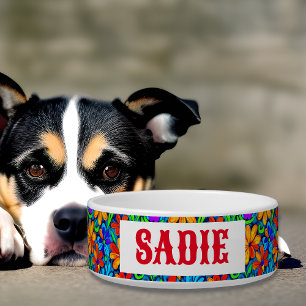 Colourful Bright Floral Personalised Bowl