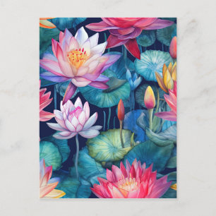 Colourful Bright Floral Seamless Pattern Postcard