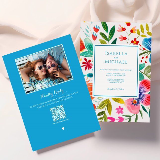 Colourful Bright Floral Wedding Invitation (Creator Uploaded)