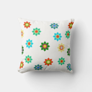 Colourful Bright Flowers Pattern Cushion Pillow