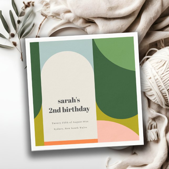 Colourful Bright Groovy Retro Arch Any Age Birthda Napkin (Creator Uploaded)