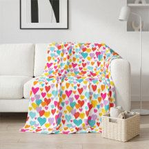 Colourful Bright Hand Painted Hearts On White