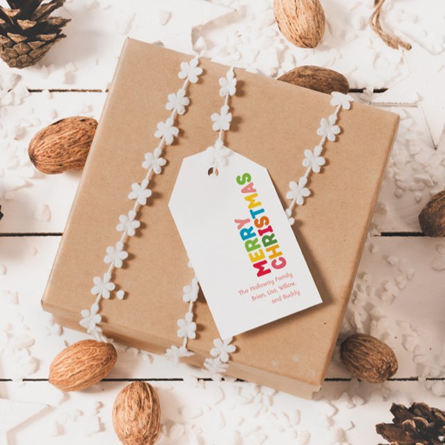 Colourful & Bright Merry Christmas Family Gift Tag (Creator Uploaded)