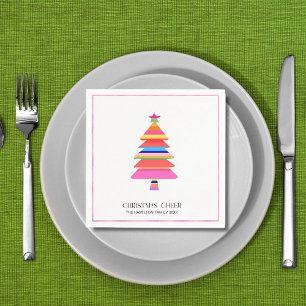 Colourful Bright Modern Christmas Tree Napkin