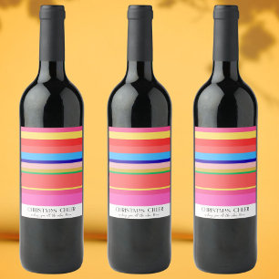 Colourful Bright Modern Christmas Wine Label