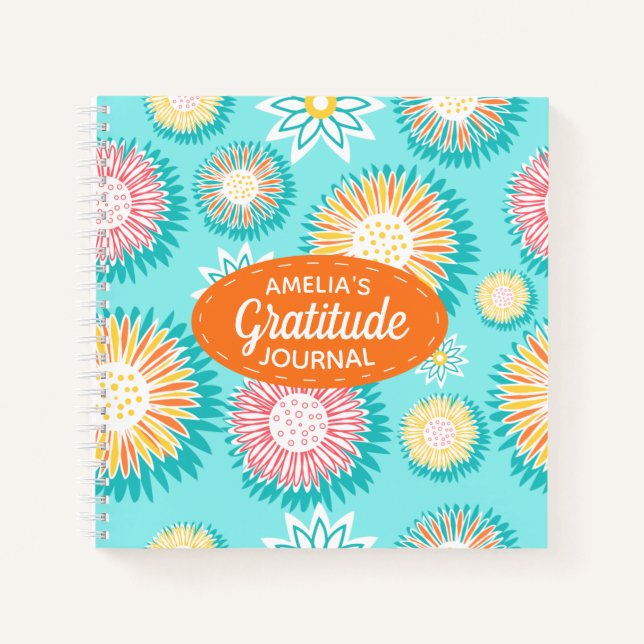 Colourful Bright Modern Floral Gratitude Notebook (Front)