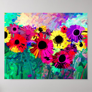 colourful bright modern flower art home wall decor