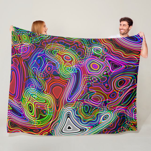 Colourful Bright Neon Lights Fleece Blanket (In Situ)
