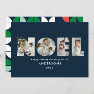 Colourful bright Noel Christmas geometric 4 photo  Holiday Card
