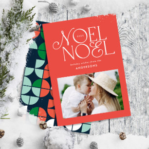 Colourful bright Noel Christmas geometric photo Ho Holiday Card