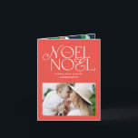 Colourful bright Noel Christmas geometric photo Holiday Card<br><div class="desc">Colourful bright fun Noel Christmas geometric typography script photo holiday design. Red,  green,  navy blue and pink colorway.</div>