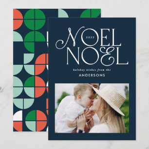 Colourful bright Noel Christmas geometric photo Holiday Card